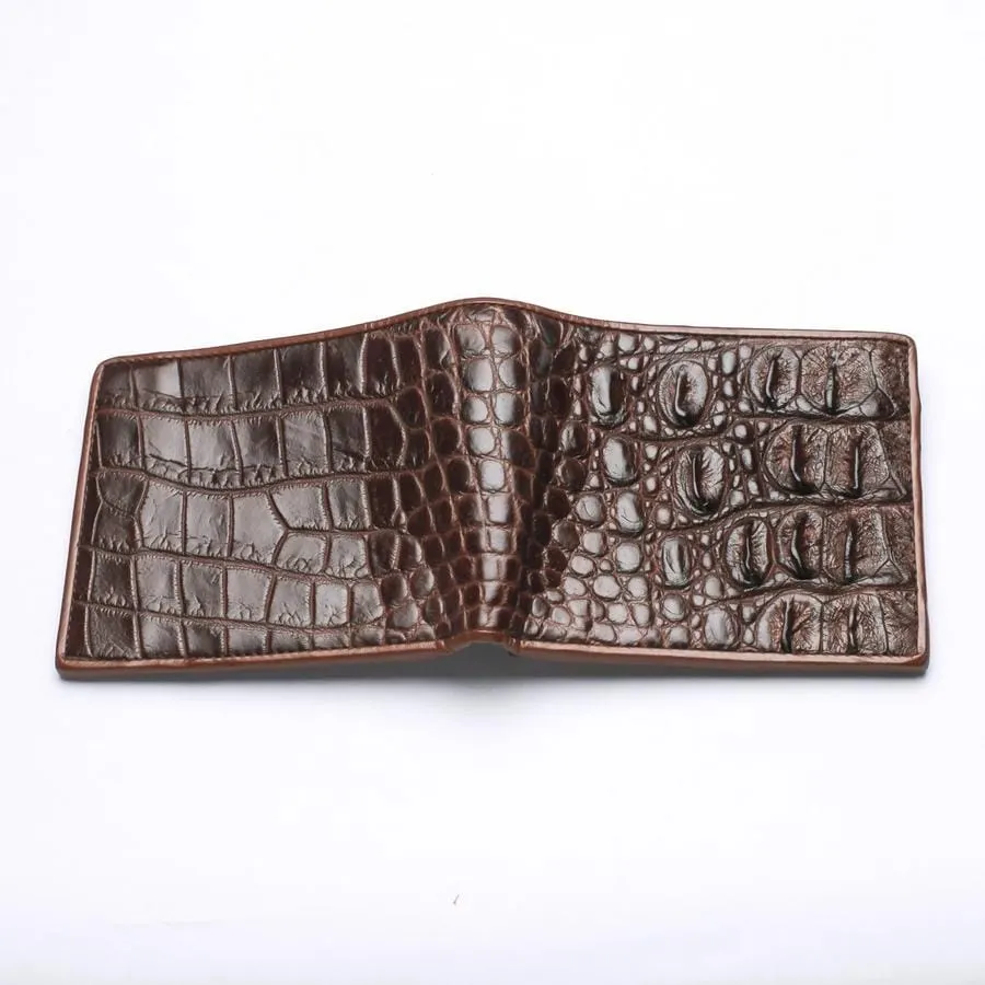 Dark Brown Backbone Crocodile Leather Wallet