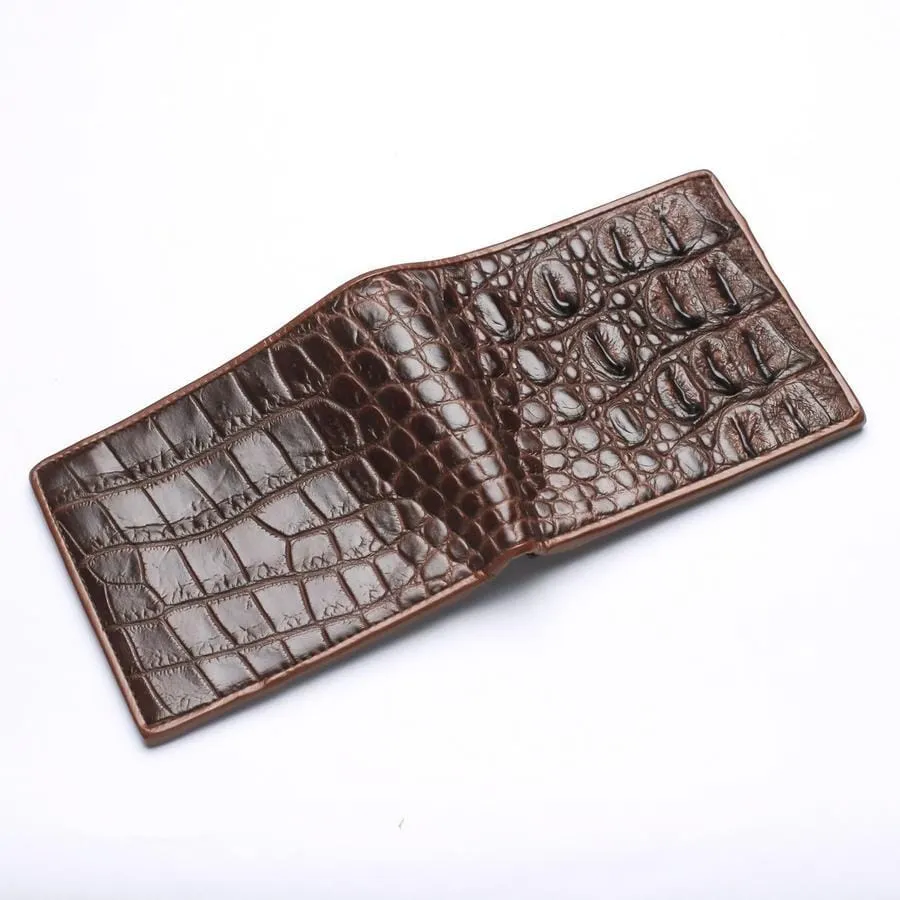 Dark Brown Backbone Crocodile Leather Wallet