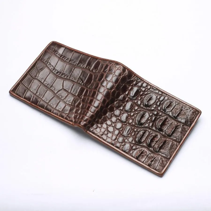 Dark Brown Backbone Crocodile Leather Wallet