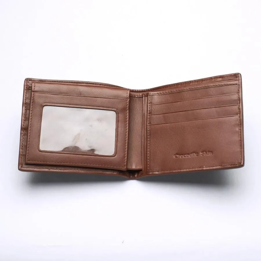 Dark Brown Backbone Crocodile Leather Wallet