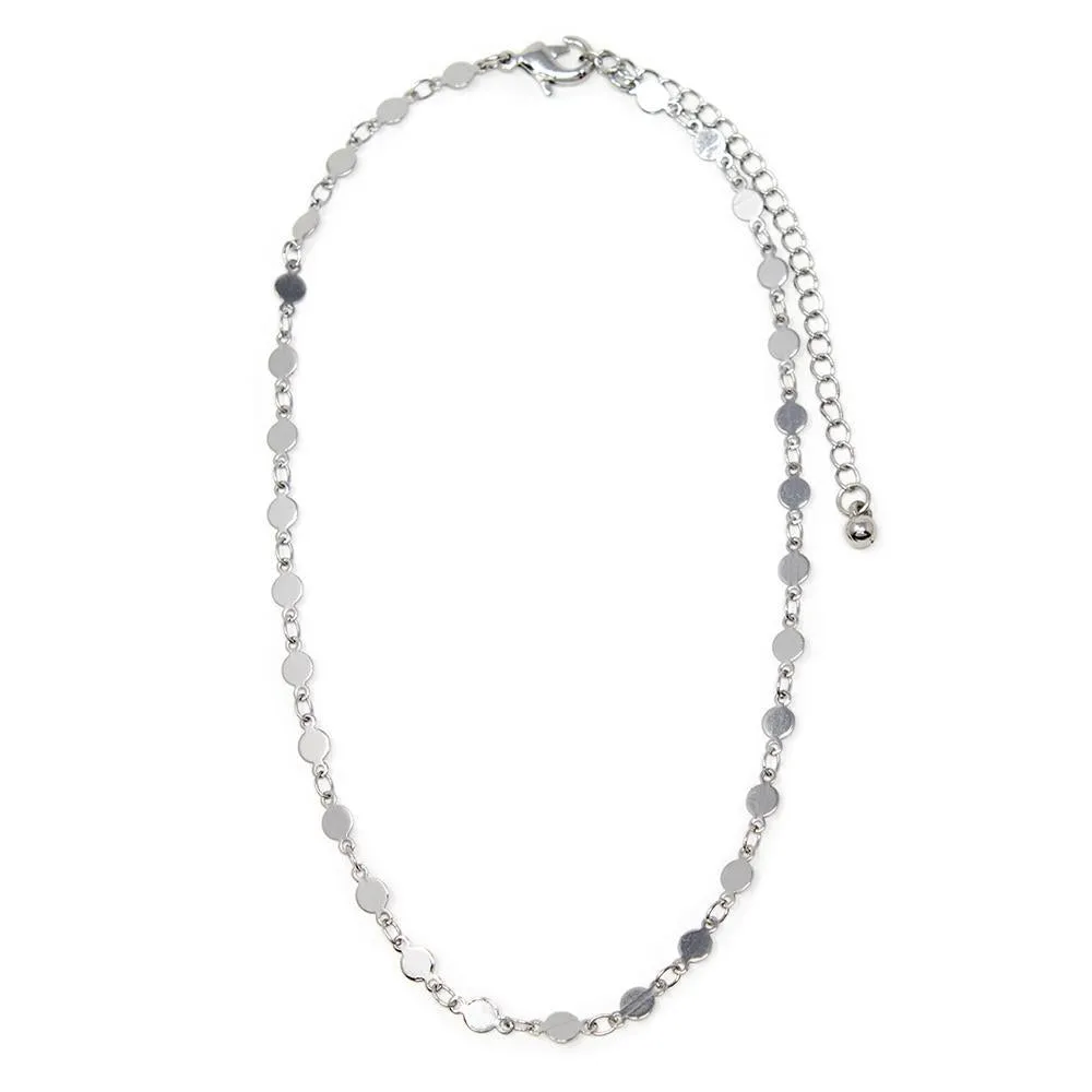 Delicate Choker Dot Link Rhodium Plated