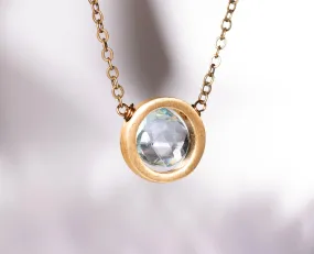 Edgy Petal - Necklace - Brushed Circle (Blue Topaz) #BTZ-34