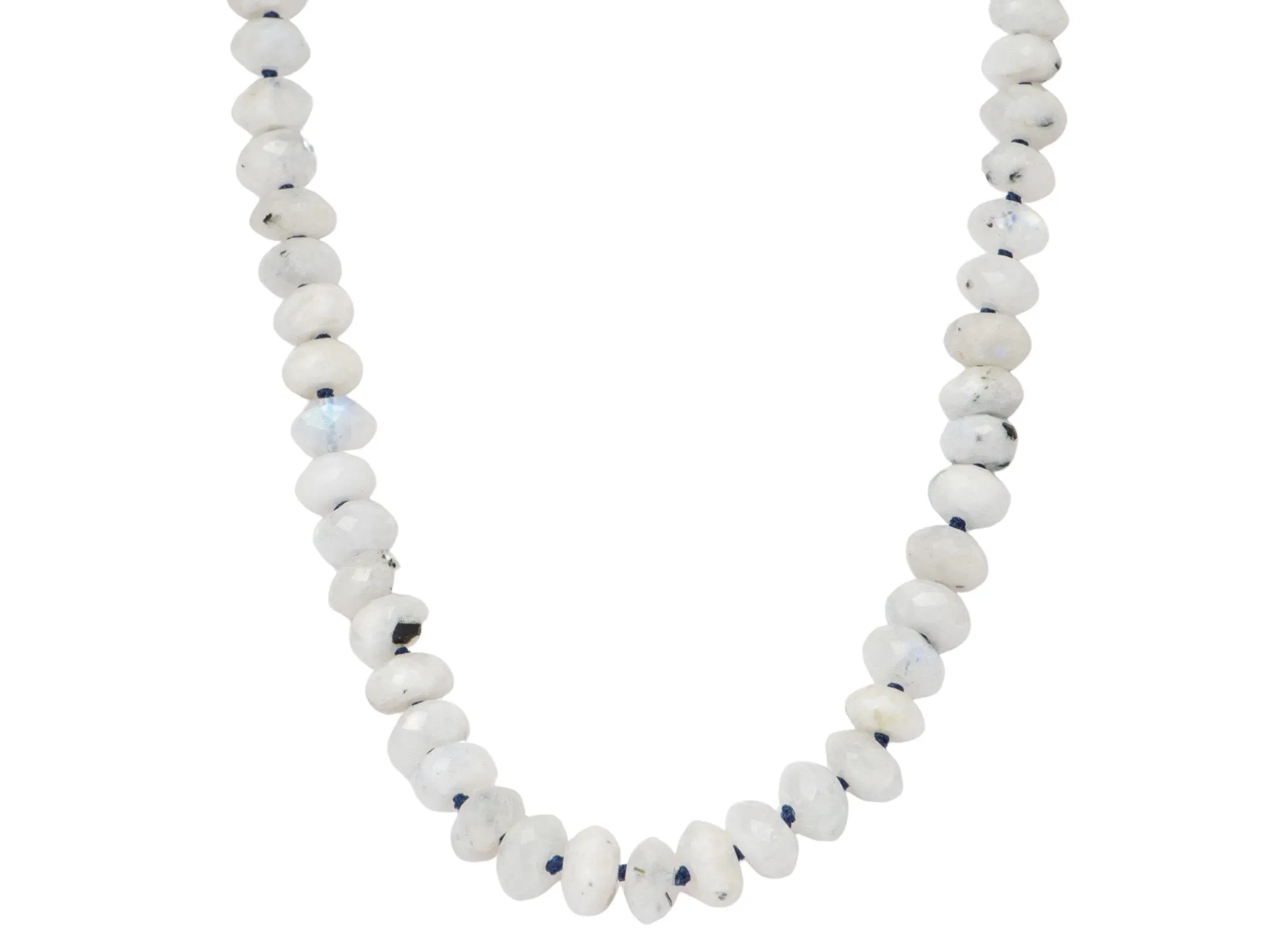 Faceted Moonstone Hand Knotted Necklace with Gold Filled Clasp R4232