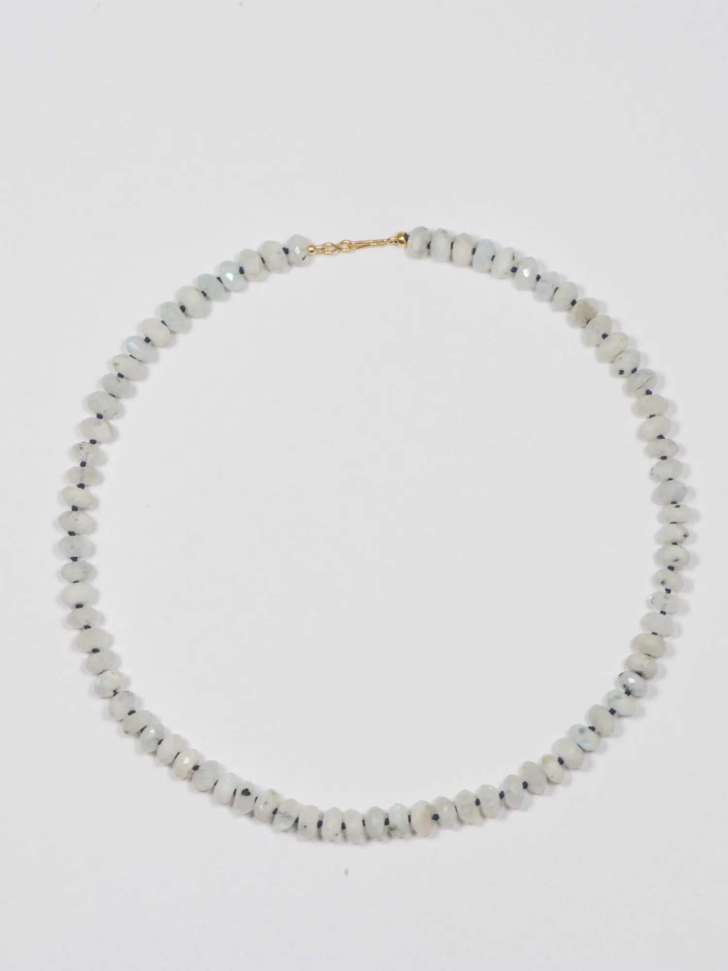 Faceted Moonstone Hand Knotted Necklace with Gold Filled Clasp R4232