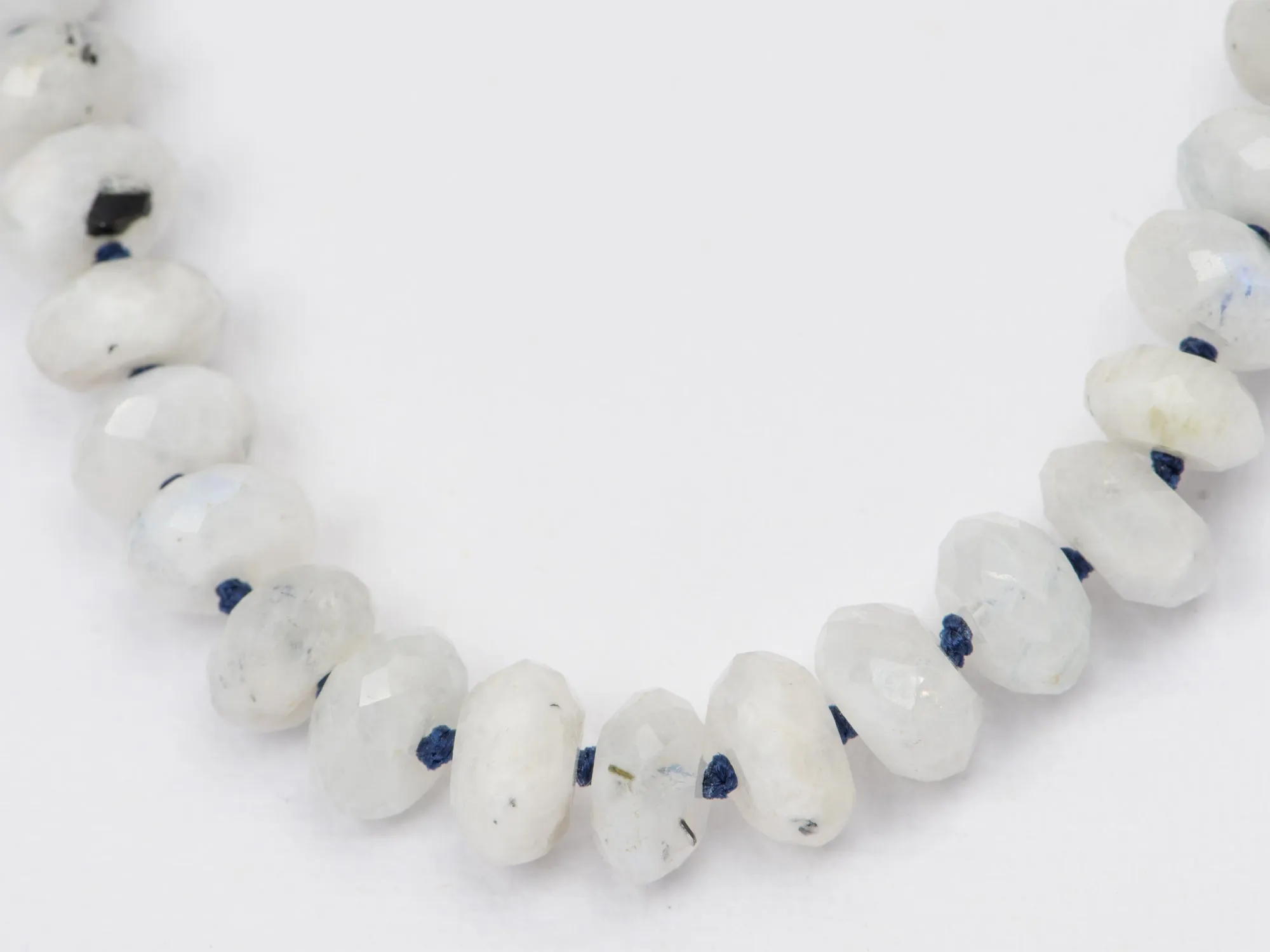 Faceted Moonstone Hand Knotted Necklace with Gold Filled Clasp R4232