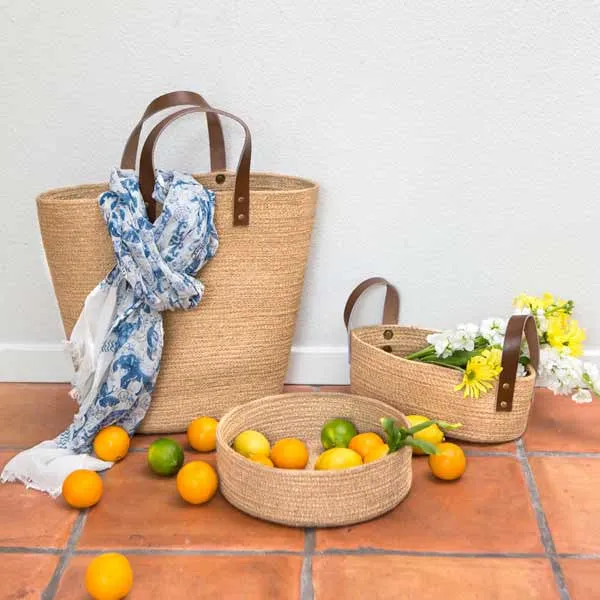 Fair Trade Natural Jute Market Tote Basket