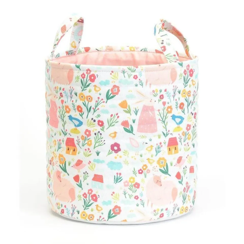 Floral Round Basket  with Handles ea