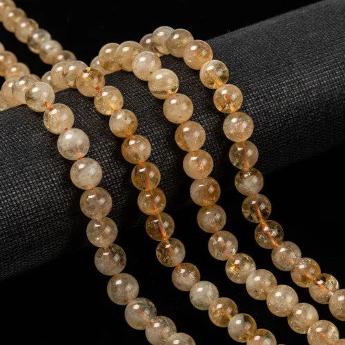 Gemstone Beads, Citrine, Natural, Round, 8mm