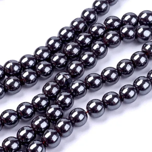 Gemstone Beads, Hematite, Synthetic, Non-Magnetic, Round, Black, 8mm