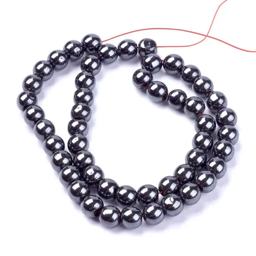 Gemstone Beads, Hematite, Synthetic, Non-Magnetic, Round, Black, 8mm