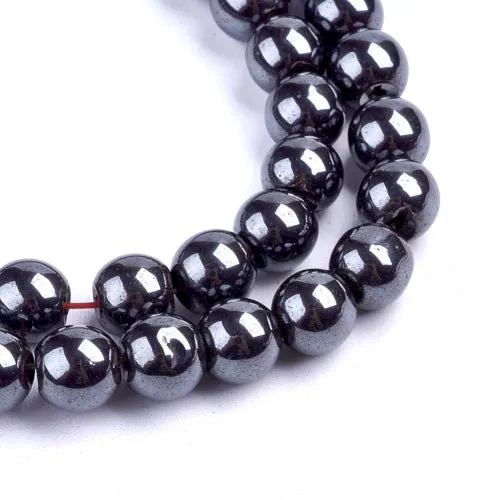 Gemstone Beads, Hematite, Synthetic, Non-Magnetic, Round, Black, 8mm