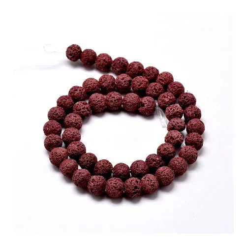 Gemstone Beads, Lava Rock, Natural, Round, Dark Red, 8mm