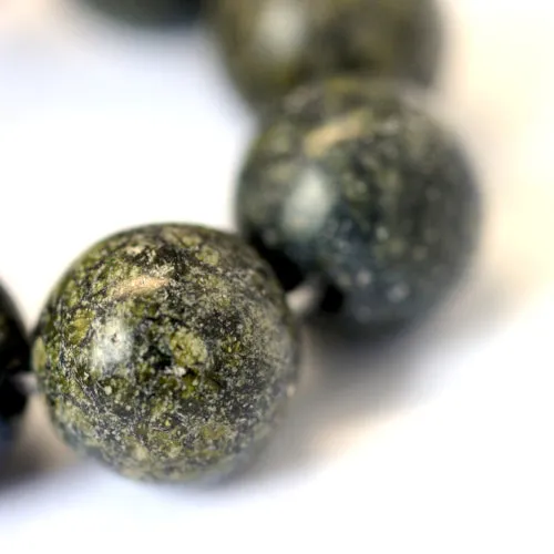 Gemstone Beads, Serpentine/Green Lace Stone, Natural, Round, 8-8.5mm