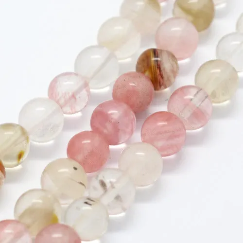 Gemstone Beads, Watermelon Stone, Tigerskin Glass, Natural, Round, 8mm