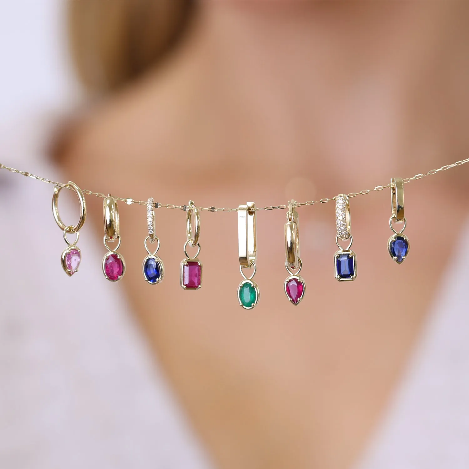 Gemstone Oval Huggie Charms