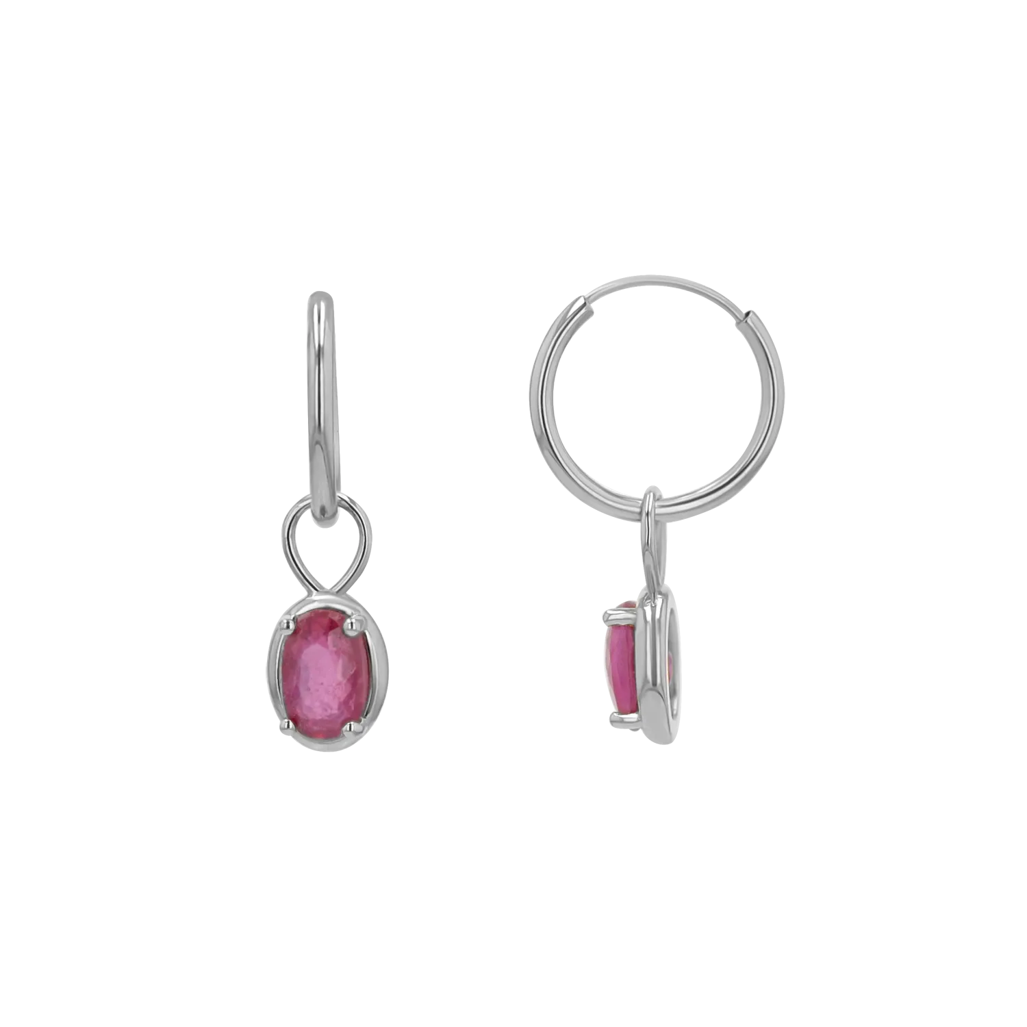 Gemstone Oval Huggie Charms