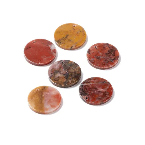 Gemstone Pendants, Natural, Morocco Agate, Hand-Cut Top-Drilled Round With Flat Back, 28.5-31mm