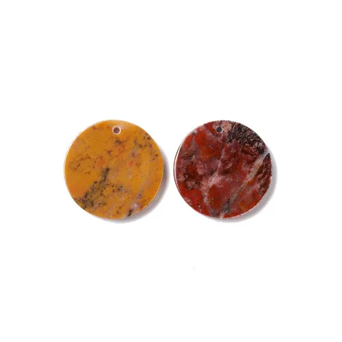 Gemstone Pendants, Natural, Morocco Agate, Hand-Cut Top-Drilled Round With Flat Back, 28.5-31mm