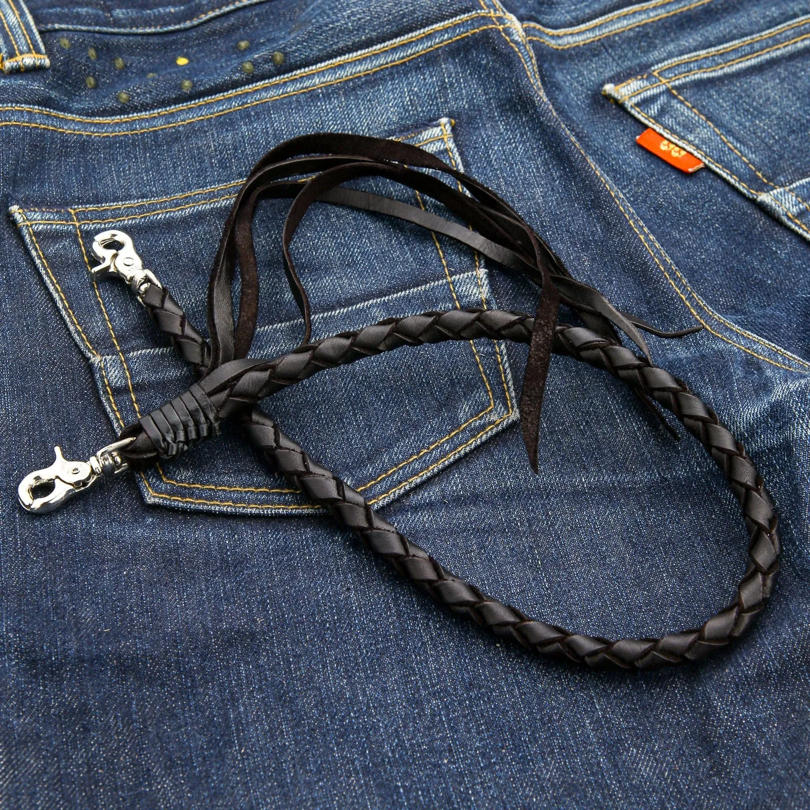 Genuine Black Cowhide Leather Wallet Chain