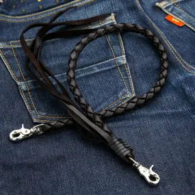 Genuine Black Cowhide Leather Wallet Chain