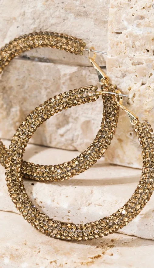 Gold Crystal Hoop Earrings