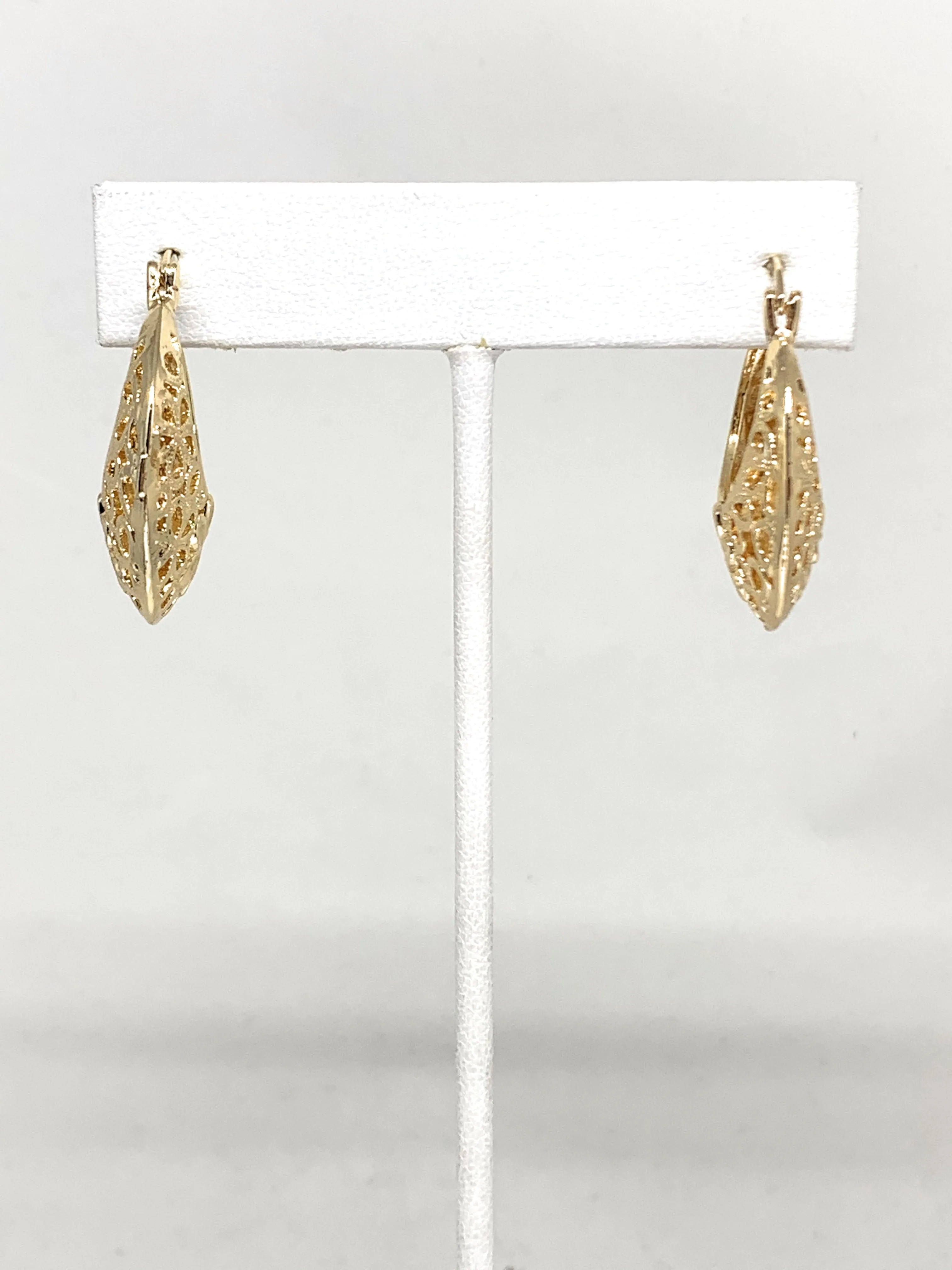 Gold Plated Filigrana Flower Basket Earrings Aretes Canasta Oro laminado