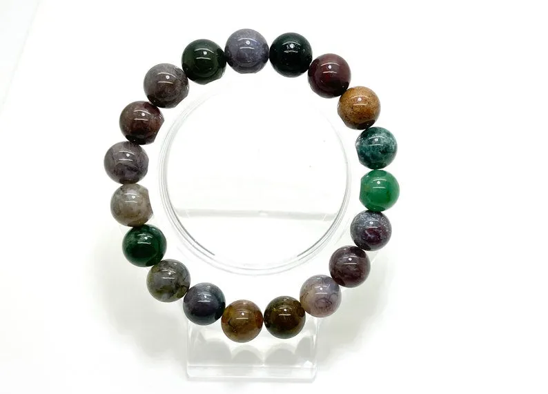 Green Moss Agate Natural Gemstone Stretch Elastic Bracelet