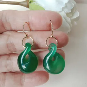 Green onyx gold-filled hook earrings