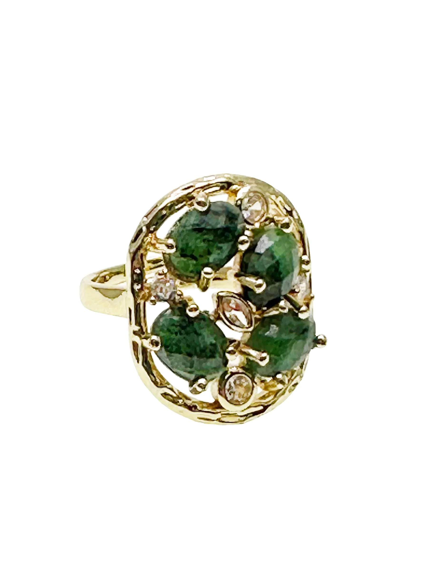 Green Zoisite Gemstone Statement Ring KR004