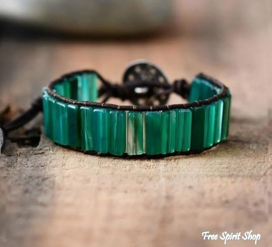 Handmade Natural Semi-Precious Green Onyx Stone Bracelet