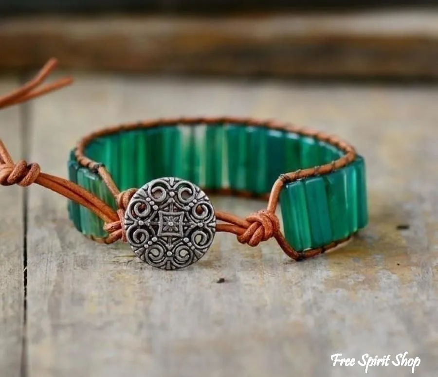 Handmade Natural Semi-Precious Green Onyx Stone Bracelet