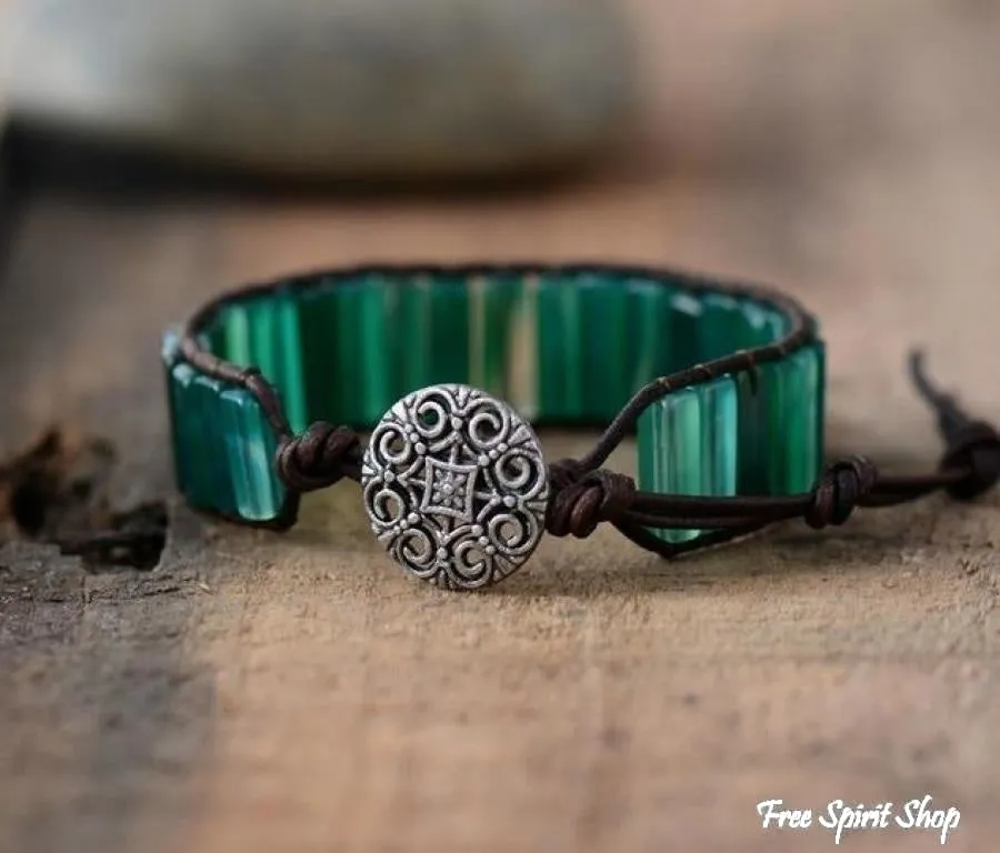 Handmade Natural Semi-Precious Green Onyx Stone Bracelet