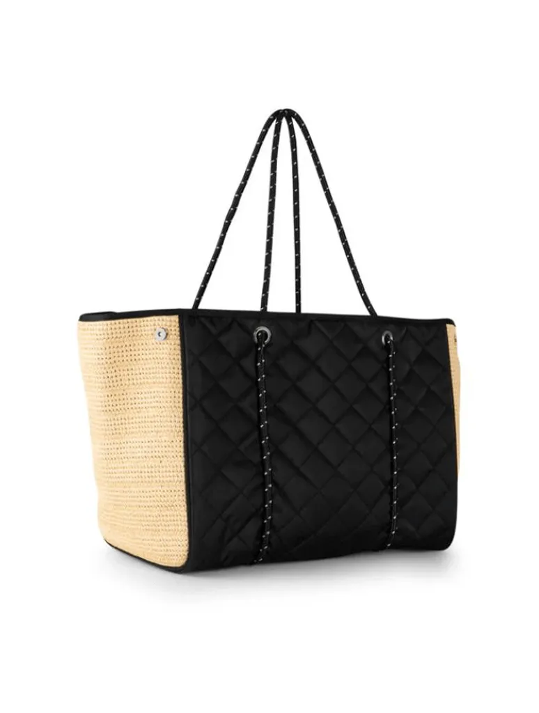 Haute Shore Greyson Raffia Tote Bag in Black/Raffia