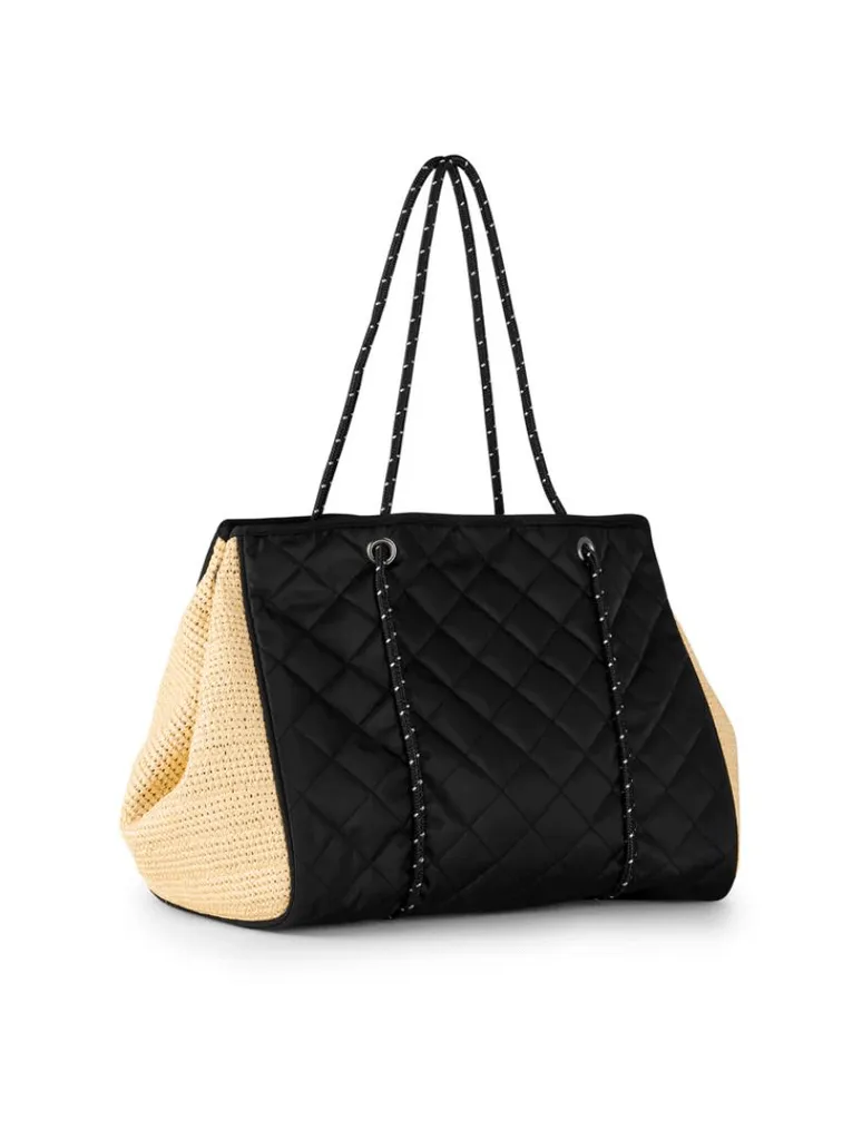 Haute Shore Greyson Raffia Tote Bag in Black/Raffia