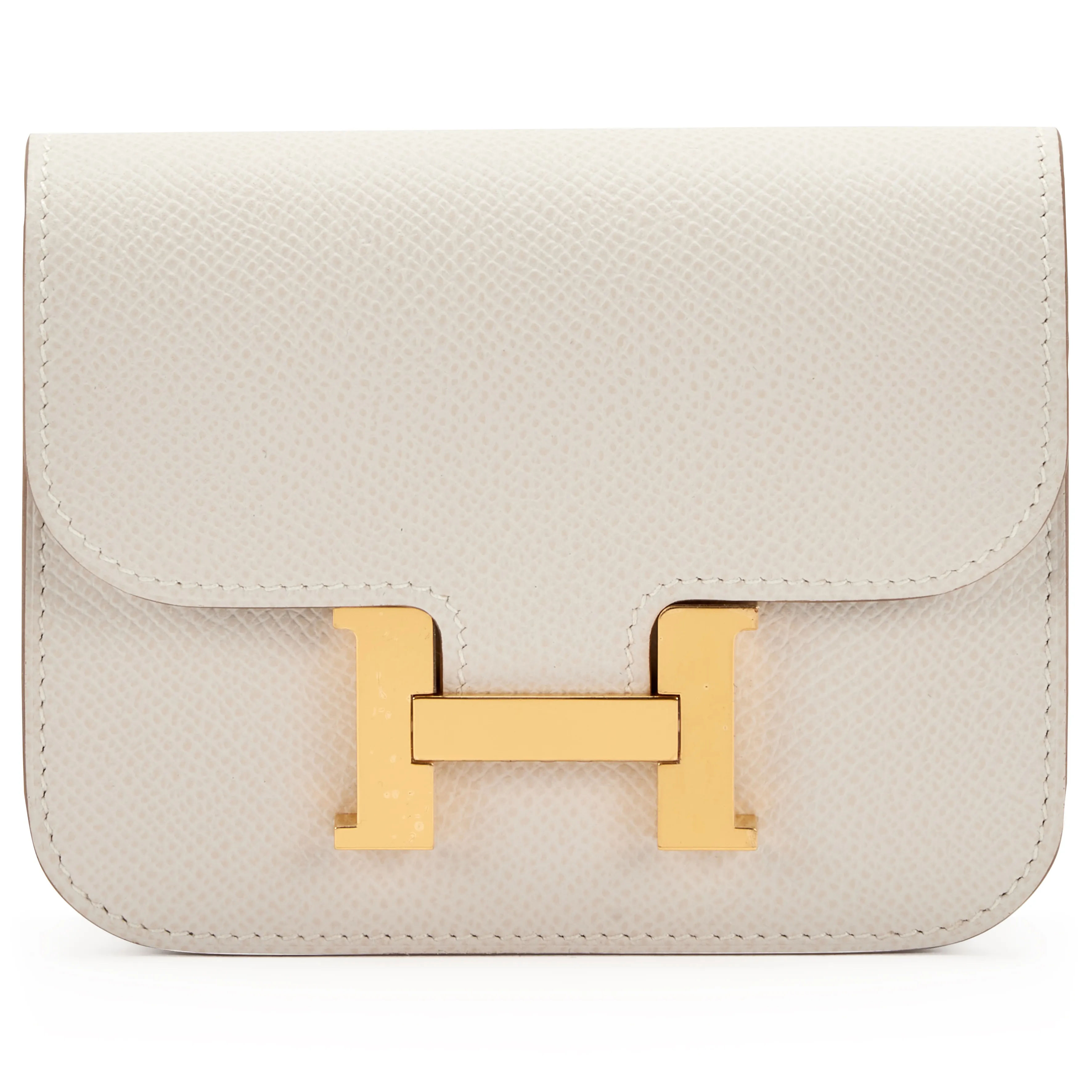 Hermès Gris Pale Epsom Constance Slim Wallet Gold Hardware, 2023