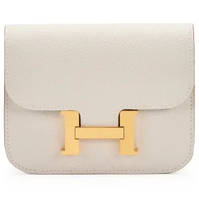 Hermès Gris Pale Epsom Constance Slim Wallet Gold Hardware, 2023