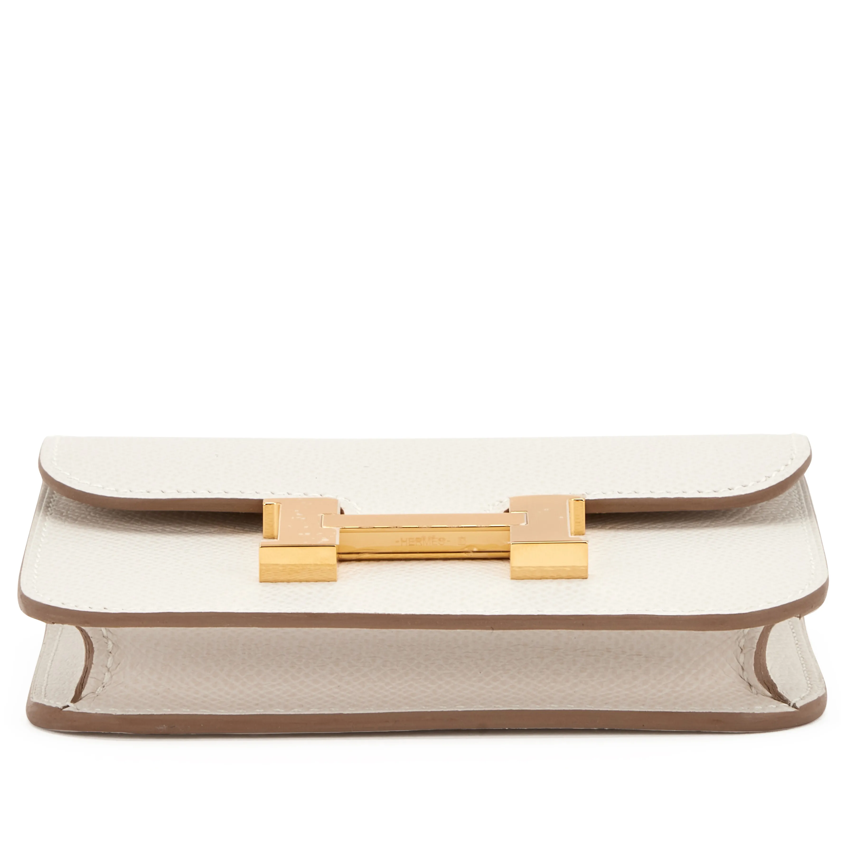 Hermès Gris Pale Epsom Constance Slim Wallet Gold Hardware, 2023