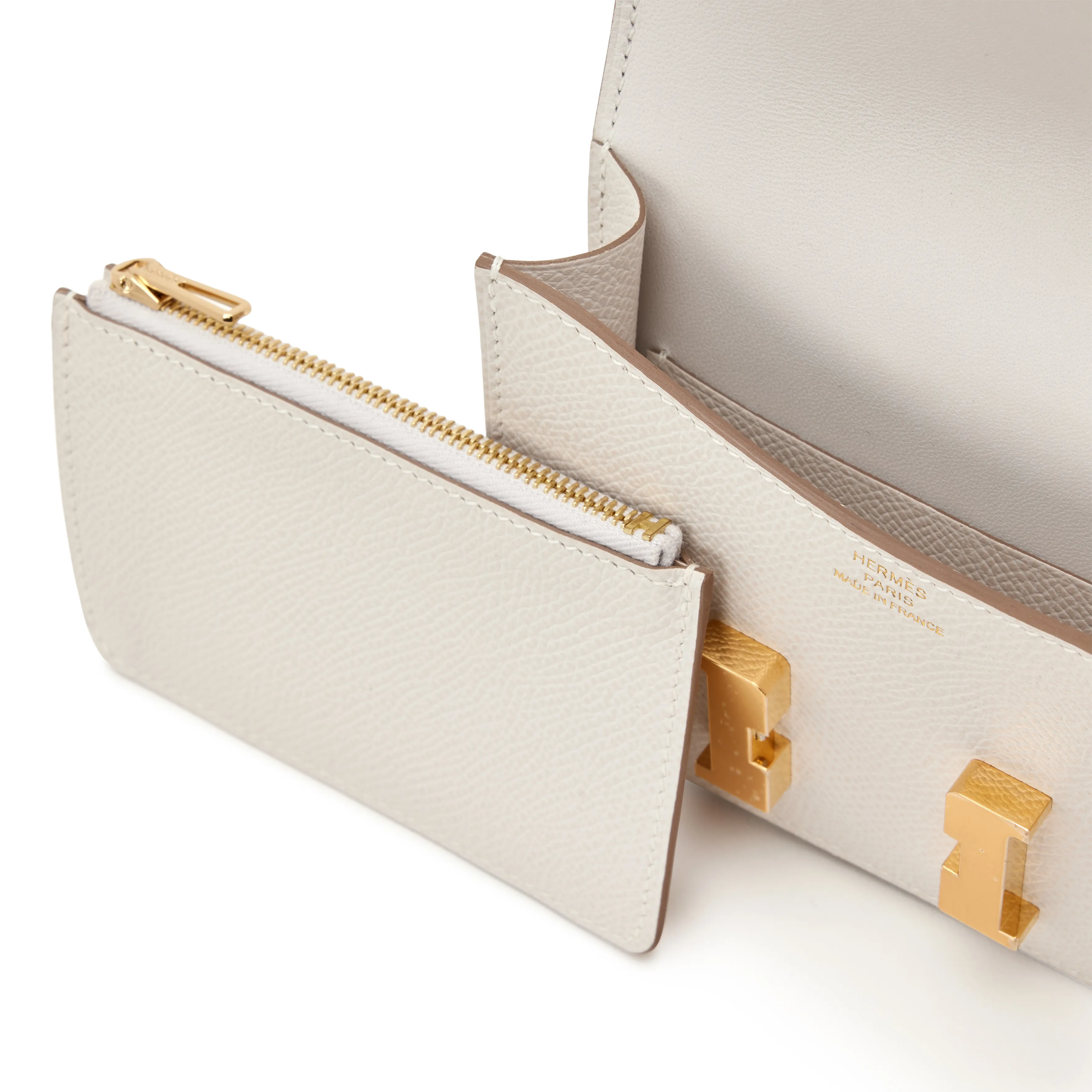 Hermès Gris Pale Epsom Constance Slim Wallet Gold Hardware, 2023