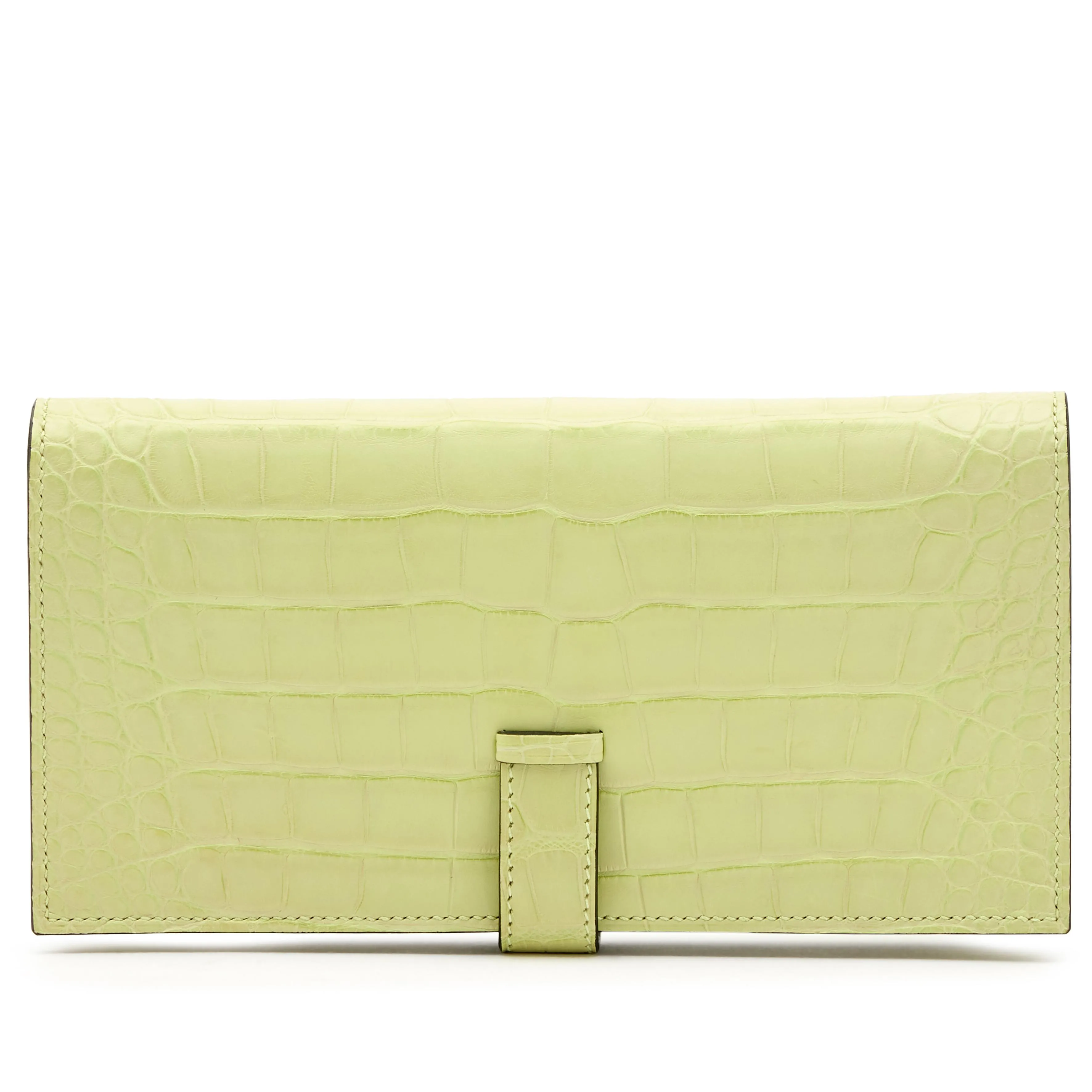 Hermès Jaune Bourgeon Matte Alligator Bearn Wallet Palladium Hardware, 2021