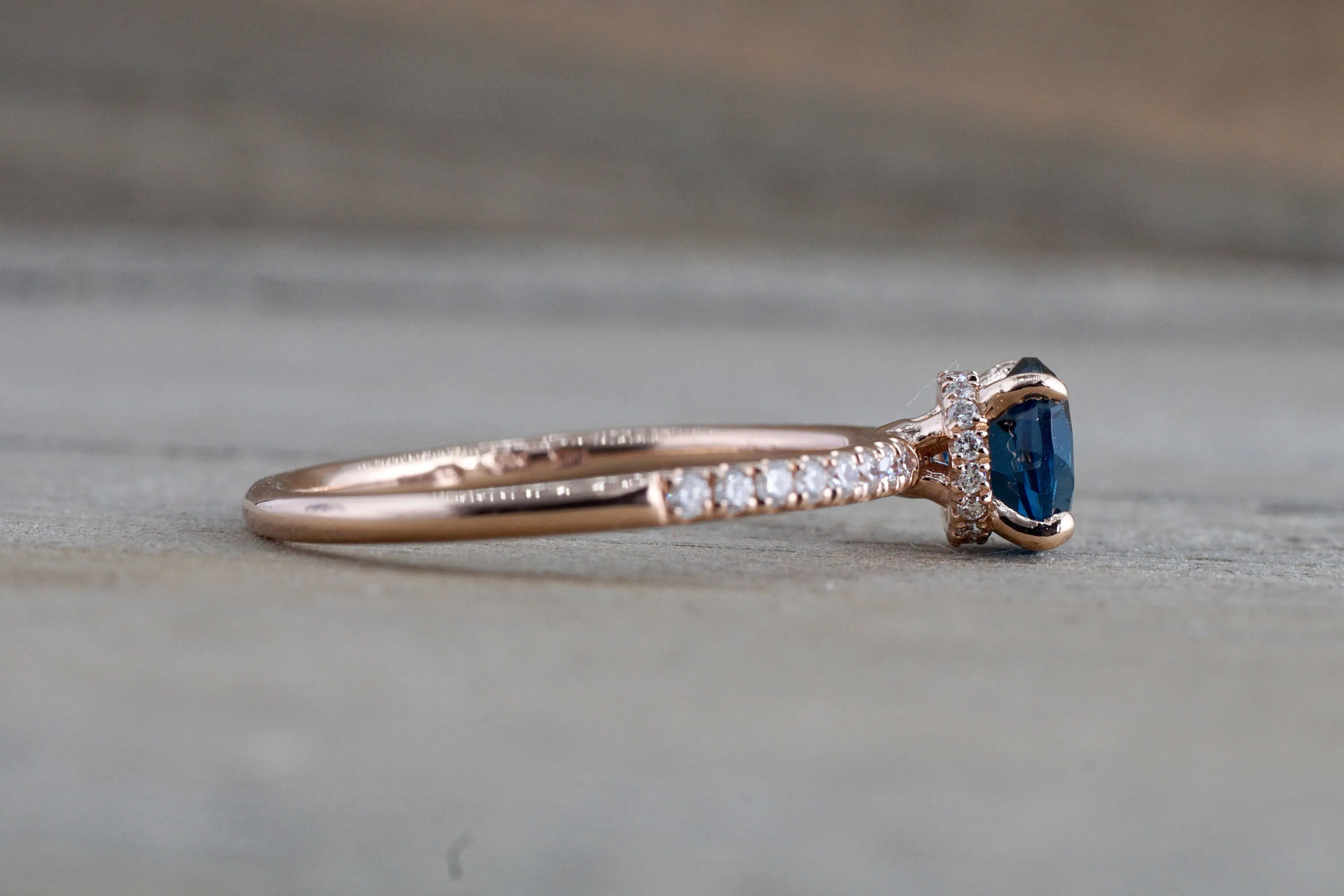 Hidden Halo Round London Blue Topaz Ring