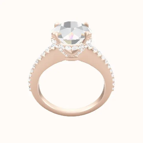 Illusion Set Shank Engagement Ring With Pave Basket Head