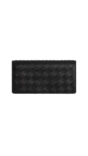 Intrecciato Large Flap Wallet - Black