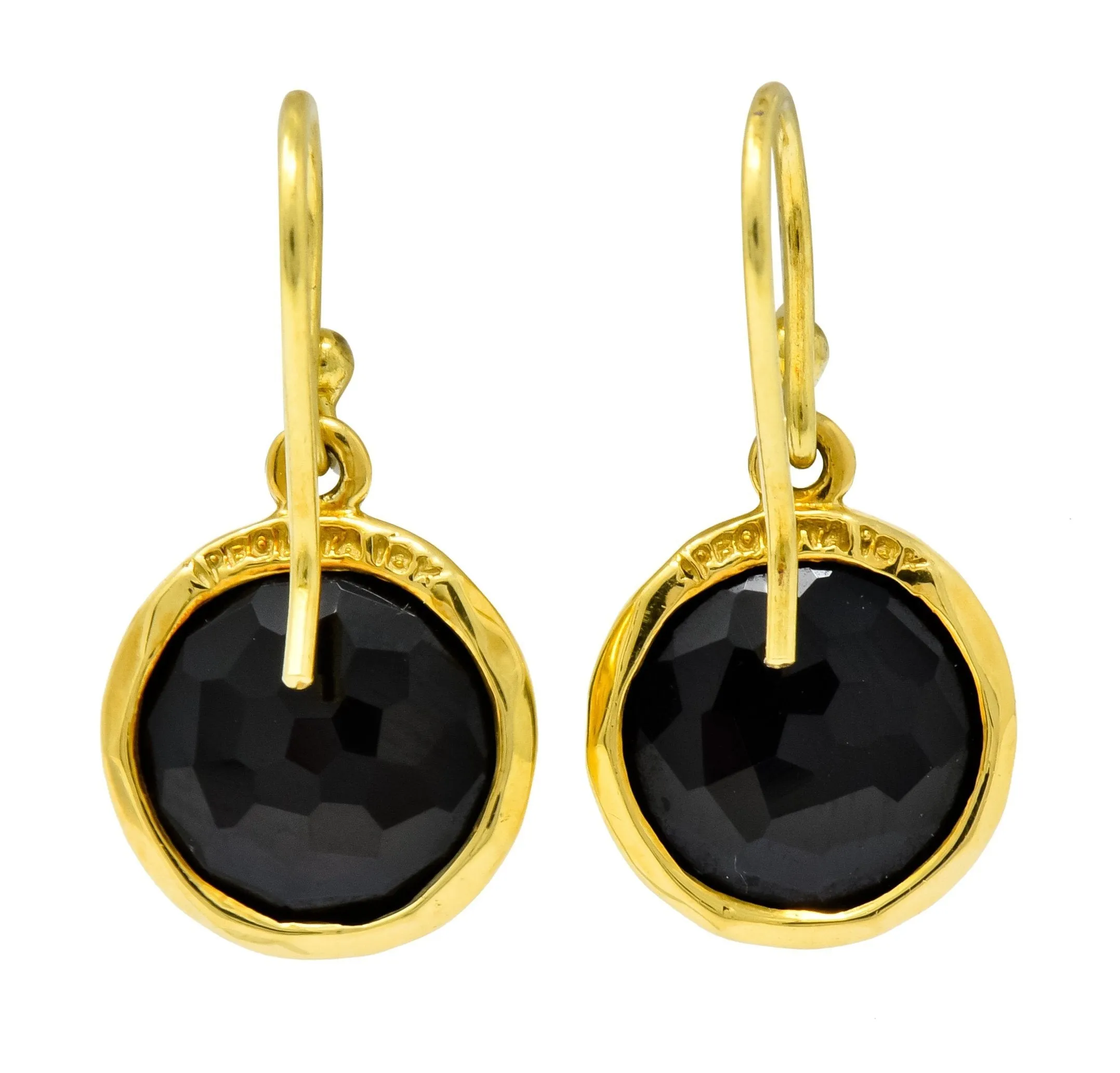 Ippolita Faceted Onyx 18 Karat Gold Lollipop Drop Earrings