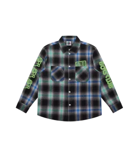 KIDS CHECK L/S T-SHIRT - BLUE/GREEN