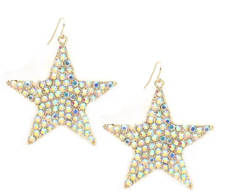 LARGE Gold Bling Star EARRINGS