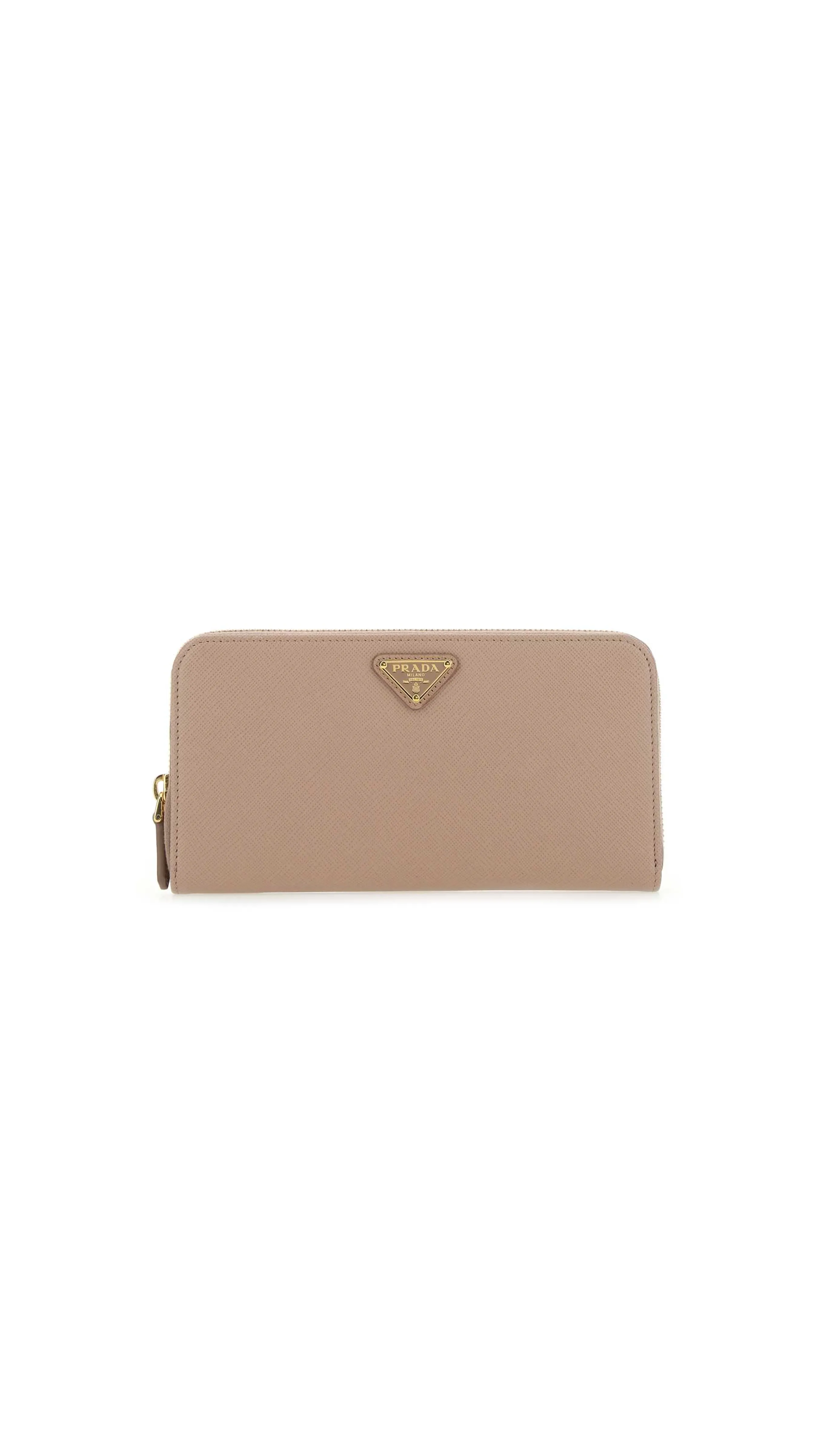 Large Saffiano Leather Wallet - Beige