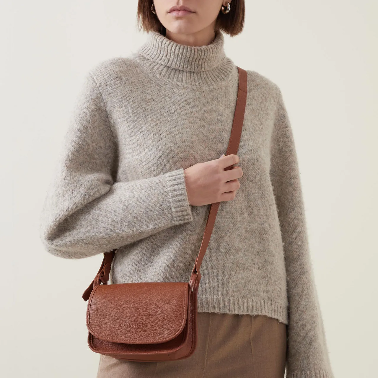 LONGCHAMP The Sustainable Edit Le Foulonne XS Crossbody Bag - Caramel