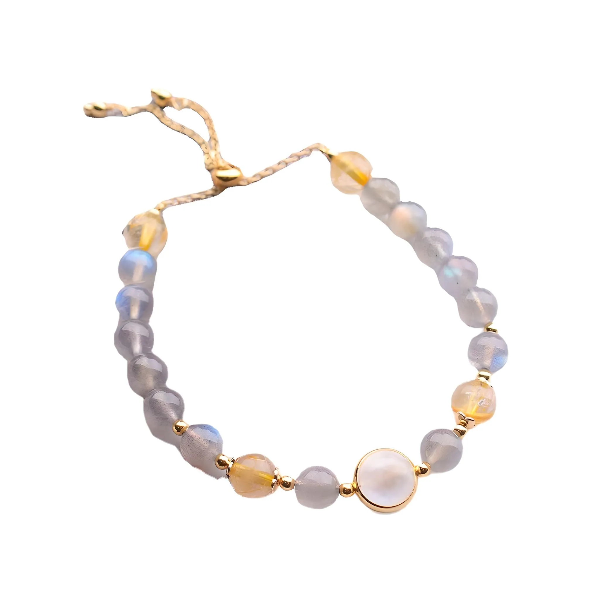 Luxyin Enid Moonstone Crystal Bead Bracelet