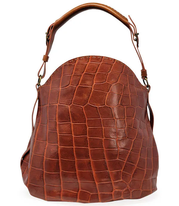 MADISON MAISON MOC CROC TAN LEATHER CROSSBODY SHOULDER BAG