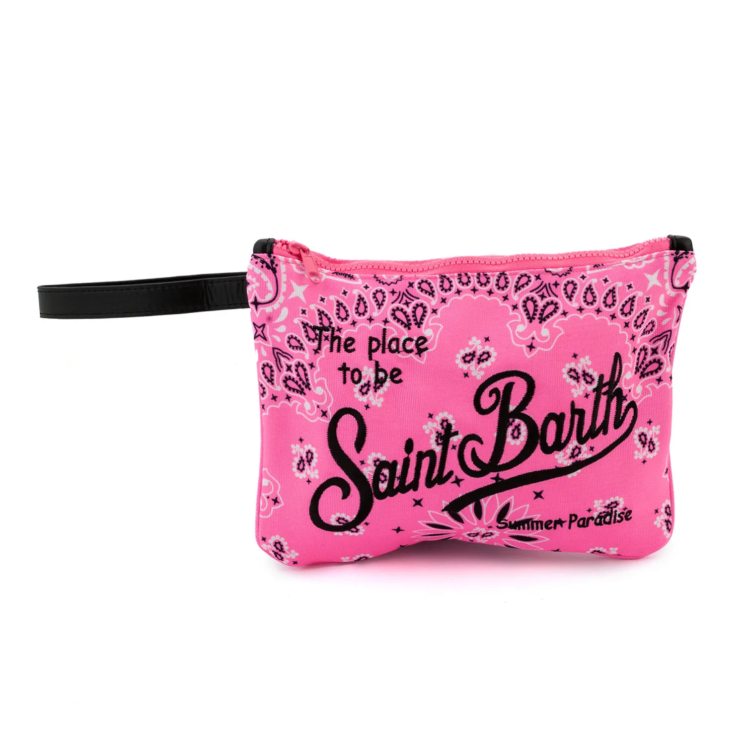 Mc2 Saint Barth Fluo Pink And Black Bandana Parisienne Clutch